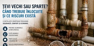 Țevi vechi sau sparte? Când trebuie înlocuite complet și ce riscuri există Țevi vechi și corodate într-un apartament din București, care necesită înlocuire pentru evitarea scurgerilor și avariilor
